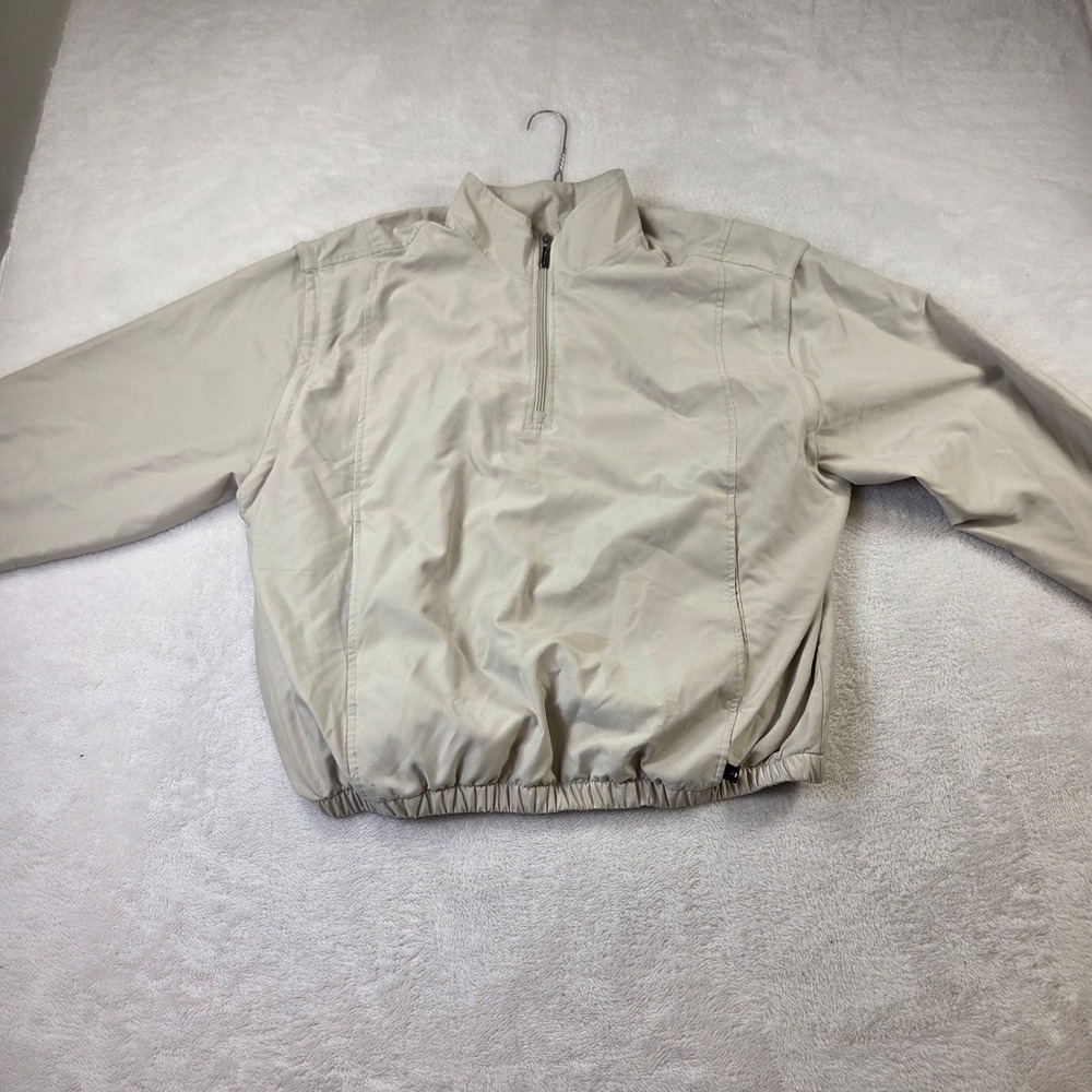 Mens Tan Quarter Zip Windbreaker Pullover Jacket Beige Size Medium